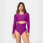Traje de baño entero manga larga con abertura en abdomen - Leonisa